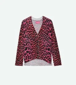 Zadig & Voltaire Mirka Leopard Cashmere Cardigan Rubber -Zadig & Voltaire Clothing kwca00555 rubber