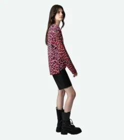 Zadig & Voltaire Mirka Leopard Cashmere Cardigan Rubber -Zadig & Voltaire Clothing kwca00555 rubber 4