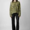 Zadig & Voltaire Markus Leopard Cashmere Sweater Jonquil -Zadig & Voltaire Clothing kwsw01571 jonquil 2 1