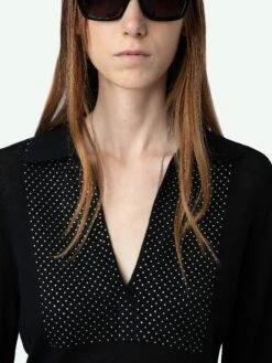 Zadig & Voltaire Sally Diamante Cashmere Sweater Black 11 Zadig & Voltaire Sally Diamante Cashmere Sweater Black -Zadig & Voltaire Clothing kwsw01638 noir hover