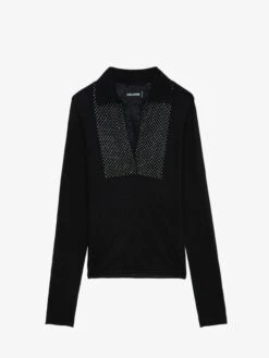 Zadig & Voltaire Sally Diamante Cashmere Sweater Black 13 Zadig & Voltaire Sally Diamante Cashmere Sweater Black -Zadig & Voltaire Clothing kwsw01638 noir packshot