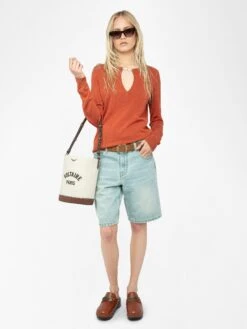 Zadig & Voltaire Sayan Sweater Sienna -Zadig & Voltaire Clothing kwsw02794 sienna addi 2 modifier