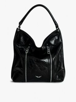 Zadig & Voltaire Sunny Hobo Vintage Patent Bag Noir