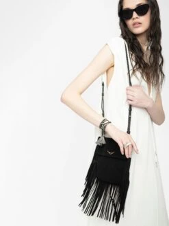 Zadig & Voltaire Rockson Nano Suede Clutch Black -Zadig & Voltaire Clothing lwba04000 black hover