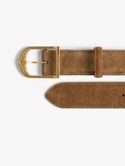 Zadig & Voltaire Rise Suede Belt Cognac -Zadig & Voltaire Clothing lwbt01344 cognac addi 1 1