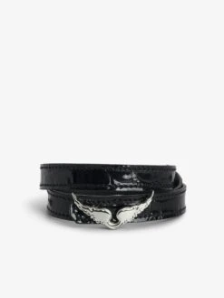 Zadig & Voltaire Rock Leather Bracelet Black