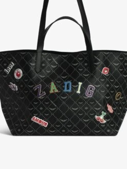 Zadig & Voltaire Z Monogram XL Shopper Graffiti Tote Bag Black 17 Zadig & Voltaire Z Monogram XL Shopper Graffiti Tote Bag Black -Zadig & Voltaire Clothing owsa00071 rainbow packshot 1