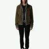 Zadig & Voltaire Lonni Suede Jacket Kaki Canvas
