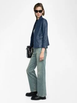 Zadig & Voltaire Veryn Crinkled Leather Blazer Blueberry 11 Zadig & Voltaire Veryn Crinkled Leather Blazer Blueberry -Zadig & Voltaire Clothing rwbl01084 blueberry addi 3