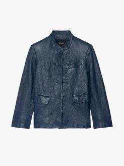 Zadig & Voltaire Veryn Crinkled Leather Blazer Blueberry 15 Zadig & Voltaire Veryn Crinkled Leather Blazer Blueberry -Zadig & Voltaire Clothing rwbl01084 blueberry packshot