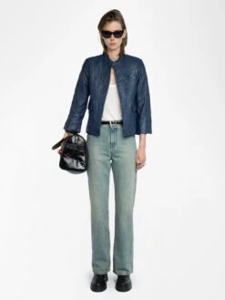 Zadig & Voltaire Veryn Crinkled Leather Blazer Blueberry 13 Zadig & Voltaire Veryn Crinkled Leather Blazer Blueberry -Zadig & Voltaire Clothing rwbl01084 blueberry shooting