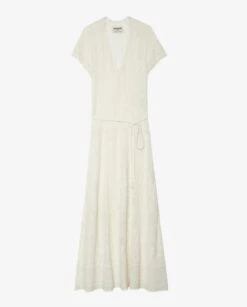 Zadig & Voltaire Melody Pointelle Knit Dress Ecru -Zadig & Voltaire Clothing square kwdr01193 ecru packshot