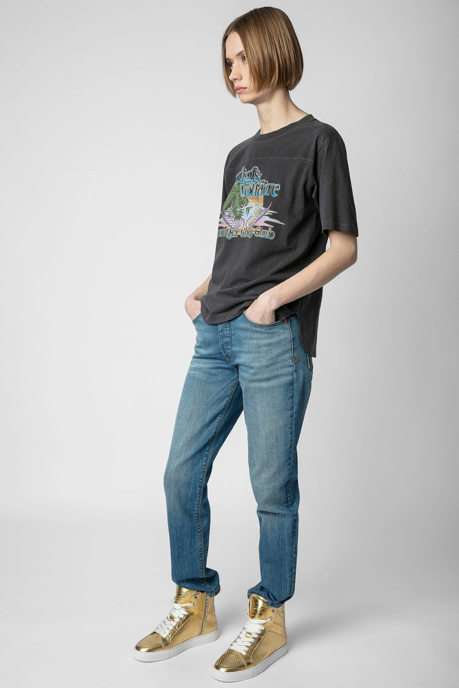 Zadig & Voltaire ZV1747 High Flash Vintage Metal Sneakers Gold 8 Zadig & Voltaire ZV1747 High Flash Vintage Metal Sneakers Gold - Image 6