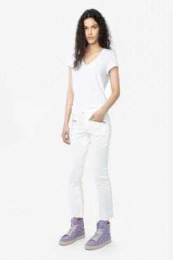 Zadig & Voltaire ZV1747 High Flash Canvas Sneakers Boomerang -Zadig & Voltaire Clothing swsn00405 boomerang 9