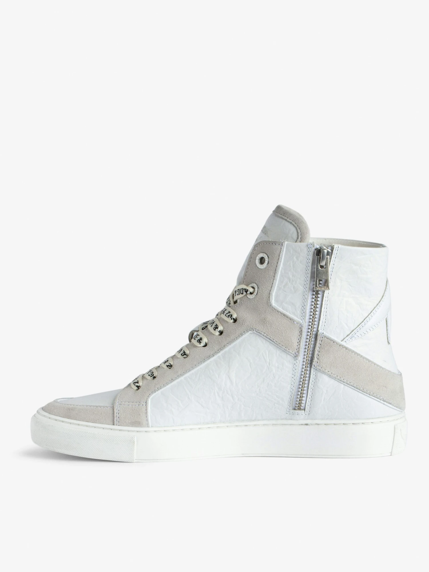 Zadig & Voltaire ZV1747 High Flash High-Top Crinkled Sneakers White 4 Zadig & Voltaire ZV1747 High Flash High-Top Crinkled Sneakers White - Image 2