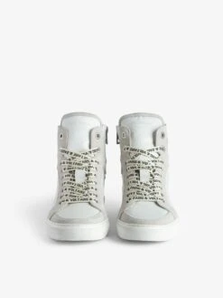 Zadig & Voltaire ZV1747 High Flash High-Top Crinkled Sneakers White 9 Zadig & Voltaire ZV1747 High Flash High-Top Crinkled Sneakers White -Zadig & Voltaire Clothing swsn00431 blanc addi 2 1