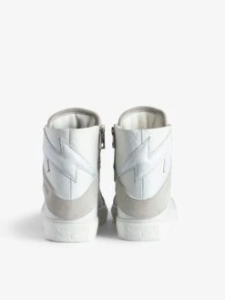 Zadig & Voltaire ZV1747 High Flash High-Top Crinkled Sneakers White 10 Zadig & Voltaire ZV1747 High Flash High-Top Crinkled Sneakers White -Zadig & Voltaire Clothing swsn00431 blanc addi 3 1