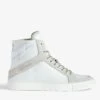 Zadig & Voltaire ZV1747 High Flash High-Top Crinkled Sneakers White -Zadig & Voltaire Clothing swsn00431 blanc packshot 1
