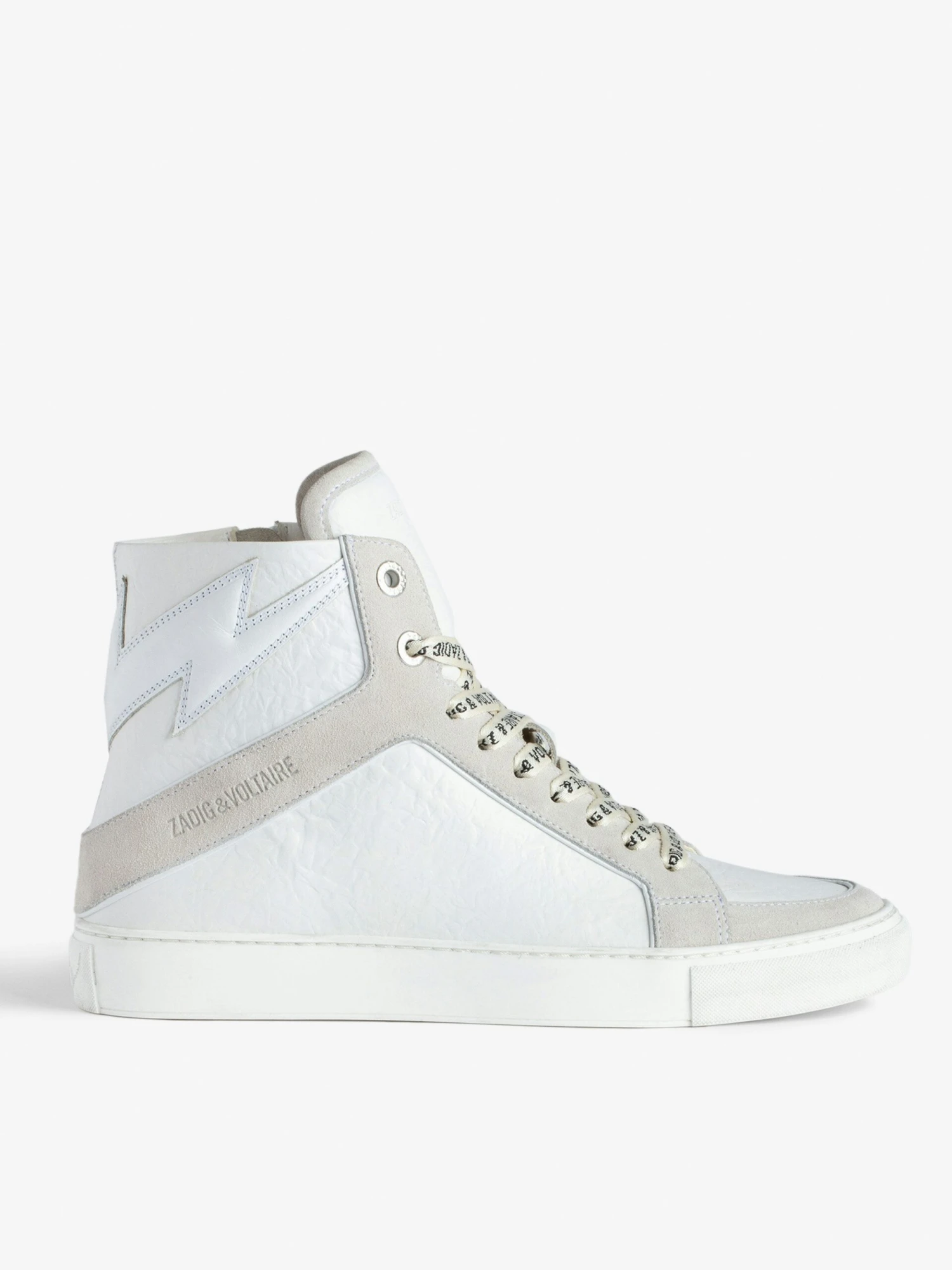 Zadig & Voltaire ZV1747 High Flash High-Top Crinkled Sneakers White 3 Zadig & Voltaire ZV1747 High Flash High-Top Crinkled Sneakers White