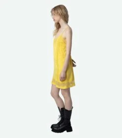 Zadig & Voltaire Crystal Silk Jacquard Dress Sun -Zadig & Voltaire Clothing wwdr01245 sun 3