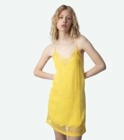Zadig & Voltaire Crystal Silk Jacquard Dress Sun -Zadig & Voltaire Clothing wwdr01245 sun 5