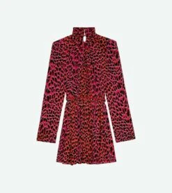 Zadig & Voltaire Ryde Leopard Silk Dress Rose -Zadig & Voltaire Clothing wwdr01261 rose