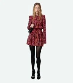 Zadig & Voltaire Ryde Leopard Silk Dress Rose