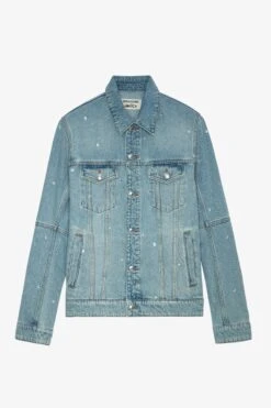 Zadig & Voltaire Kasy Diamanté Denim Jacket Light Blue -Zadig & Voltaire Clothing wwow00622 light blue