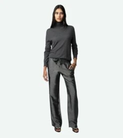 Zadig & Voltaire Pomy Jacquard Pants Anthracite -Zadig & Voltaire Clothing wwpa00776 anthracite 2
