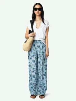 Zadig & Voltaire Resort Women's Wide Leg Silk Pants Mist -Zadig & Voltaire Clothing wwpa01860 mist shooting