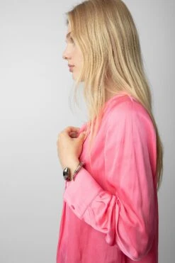 Zadig & Voltaire Tink Emerald Green Satin Blouse Rubber -Zadig & Voltaire Clothing wwsh00021 rubber 4