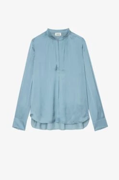 Zadig & Voltaire Tink Emerald Green Satin Blouse Tonnerre -Zadig & Voltaire Clothing wwsh00021 tonnerre