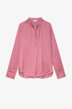 Zadig & Voltaire Tink Emerald Green Satin Blouse Vieux Rose -Zadig & Voltaire Clothing wwsh00021 vieux rose