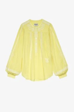 Zadig & Voltaire Tigy Oversized Cotton Blouse Zeste -Zadig & Voltaire Clothing wwsh00498 zeste