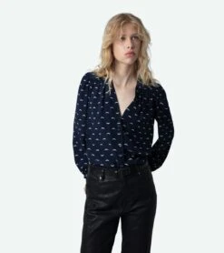 Zadig & Voltaire Turin Silk Blouse Marine -Zadig & Voltaire Clothing wwsh00521 marine 5 1