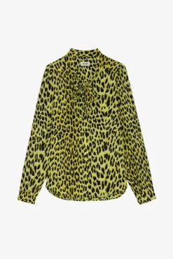 Zadig & Voltaire Taos Leopard Silk Blouse Jonquil -Zadig & Voltaire Clothing wwsh00525 jonquil