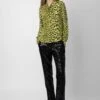 Zadig & Voltaire Taos Leopard Silk Blouse Jonquil -Zadig & Voltaire Clothing wwsh00525 jonquil 2