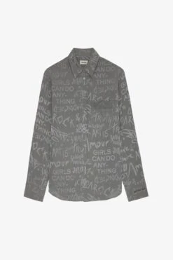 Zadig & Voltaire Morning Jacquard Silk Shirt Gris Moyen -Zadig & Voltaire Clothing wwsh00529 gris moyen