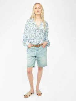 Zadig & Voltaire Tamela Floral Tunic Blouse Cloud 10 Zadig & Voltaire Tamela Floral Tunic Blouse Cloud -Zadig & Voltaire Clothing wwsh02237 cloud addi 1 modifier