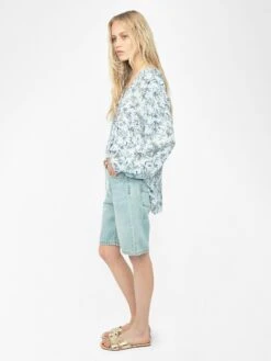 Zadig & Voltaire Tamela Floral Tunic Blouse Cloud 11 Zadig & Voltaire Tamela Floral Tunic Blouse Cloud -Zadig & Voltaire Clothing wwsh02237 cloud addi 2 modifier