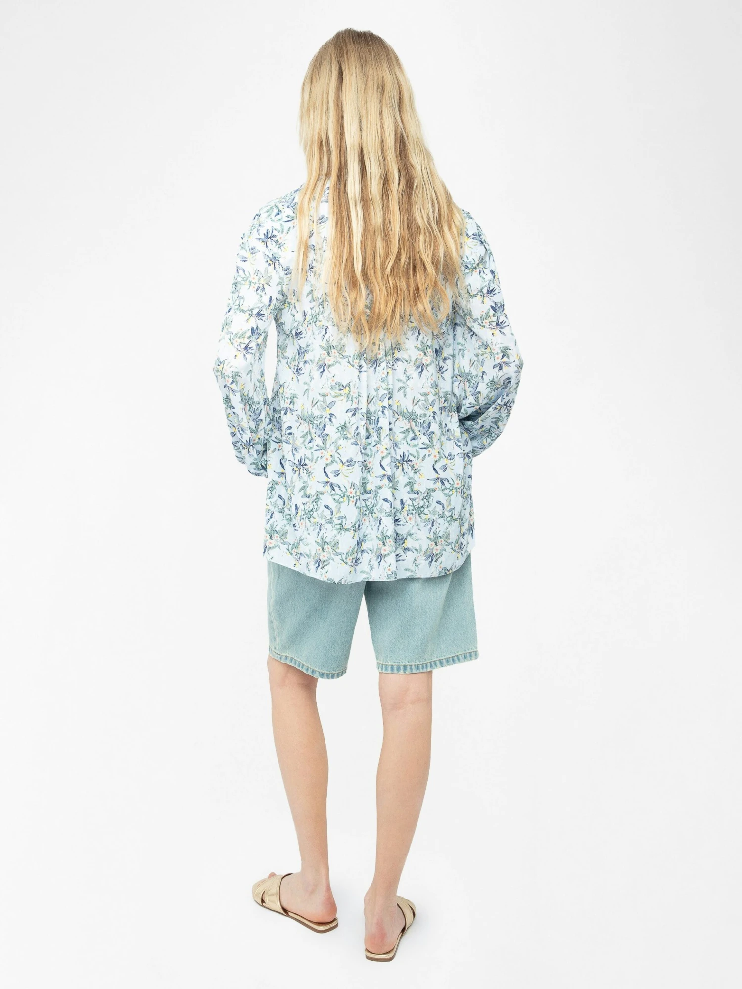 Zadig & Voltaire Tamela Floral Tunic Blouse Cloud 4 Zadig & Voltaire Tamela Floral Tunic Blouse Cloud - Image 2