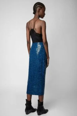 Zadig & Voltaire Jamelia Sequins Skirt Azur -Zadig & Voltaire Clothing wwsk00342 azur 9