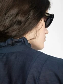 Zadig & Voltaire Topher Tomboy Women's Ruched Top Encre -Zadig & Voltaire Clothing wwto01992 encre hover