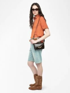 Zadig & Voltaire Topher Satin Top Sienna -Zadig & Voltaire Clothing wwto01998 sienna addi 2 modifier