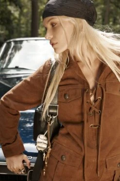 Zadig & Voltaire Remacha Suede Leather Dress Cognac -Zadig & Voltaire Clothing zv summer 1158